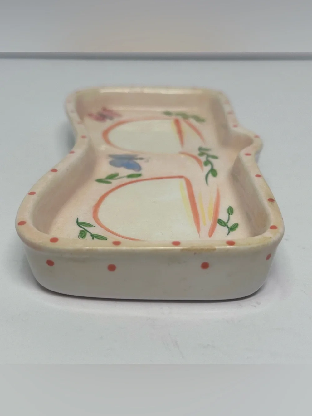 Bella Casa Ganz Eyeglass Sunglasses Holder Tray Butterflies Ceramic Desk Dish